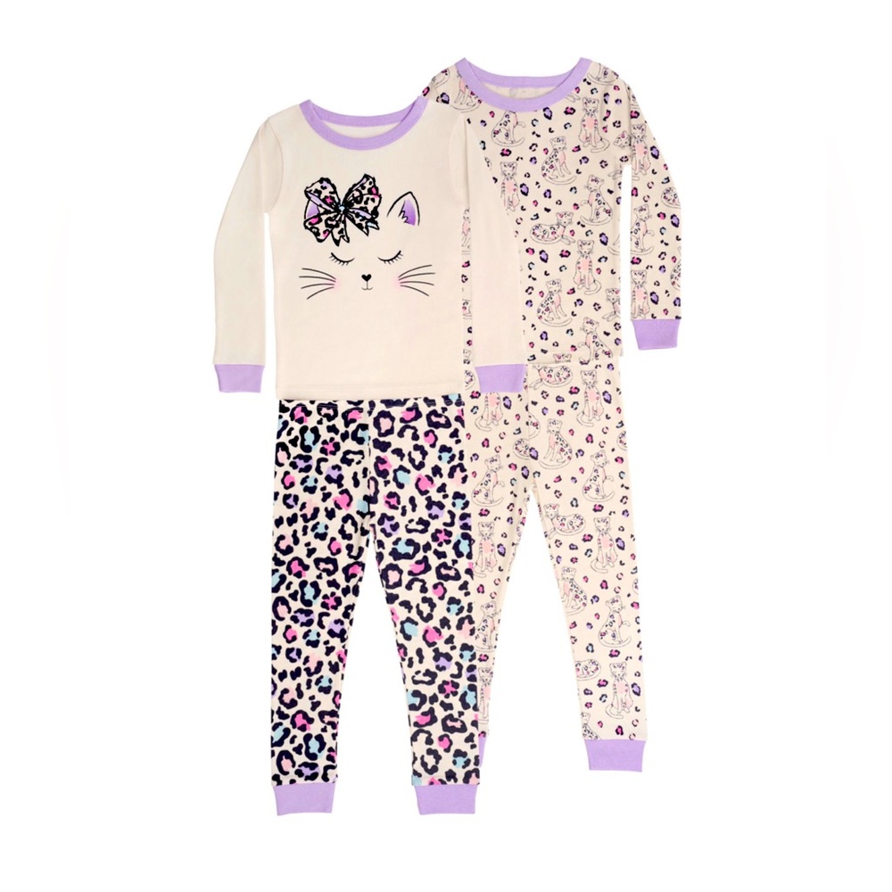 Girls 2 Pair Pajamas Set Size 8